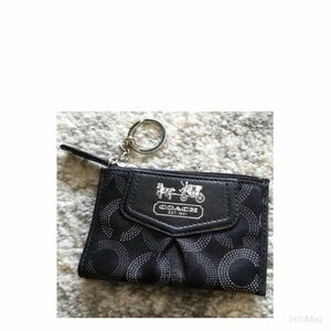Coach Madison Op Signature Card Case Keychain Zip Small Card Holder Wallet